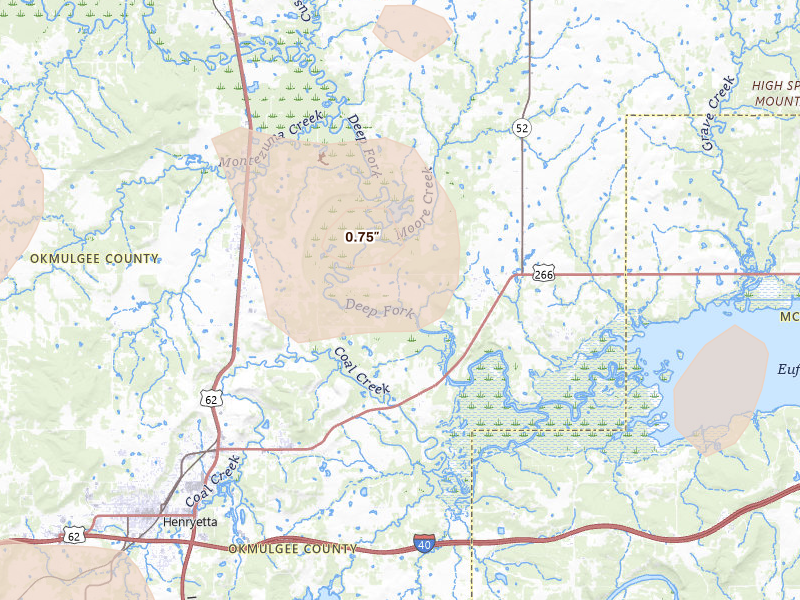 Radar-estimated hail-size map of the storm over Henryetta, OK