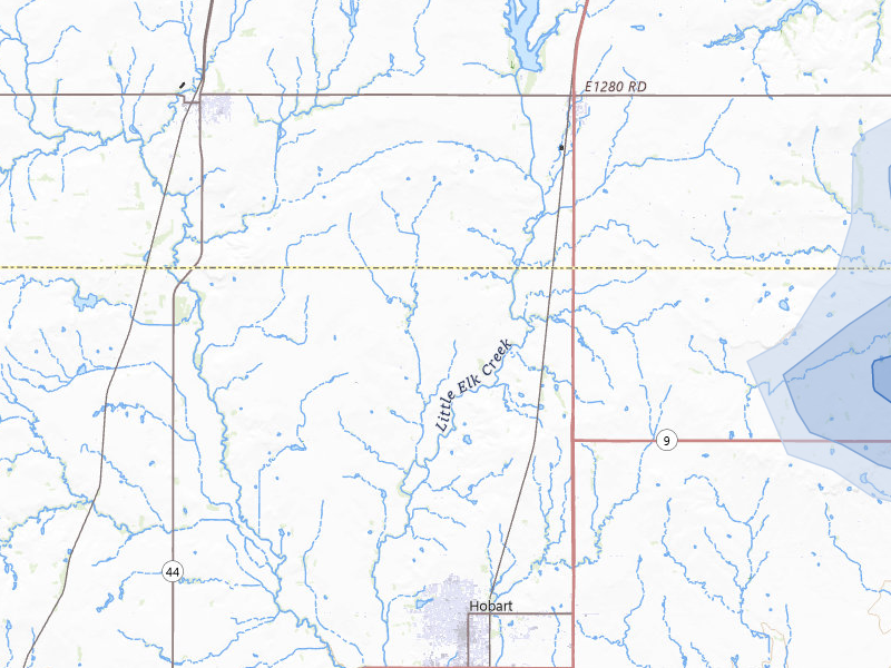 NEXRAD radar-signature map of the hail over Hobart, OK