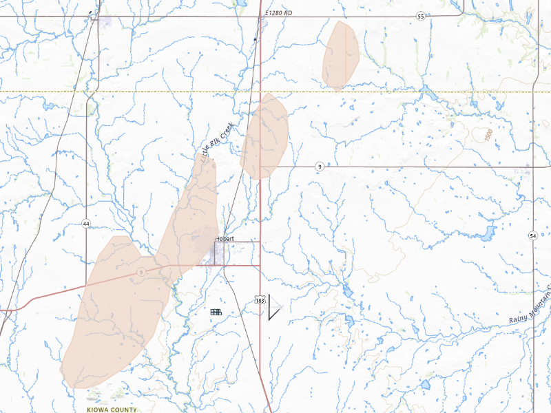 Radar-estimated hail-size map of the storm over Hobart, OK