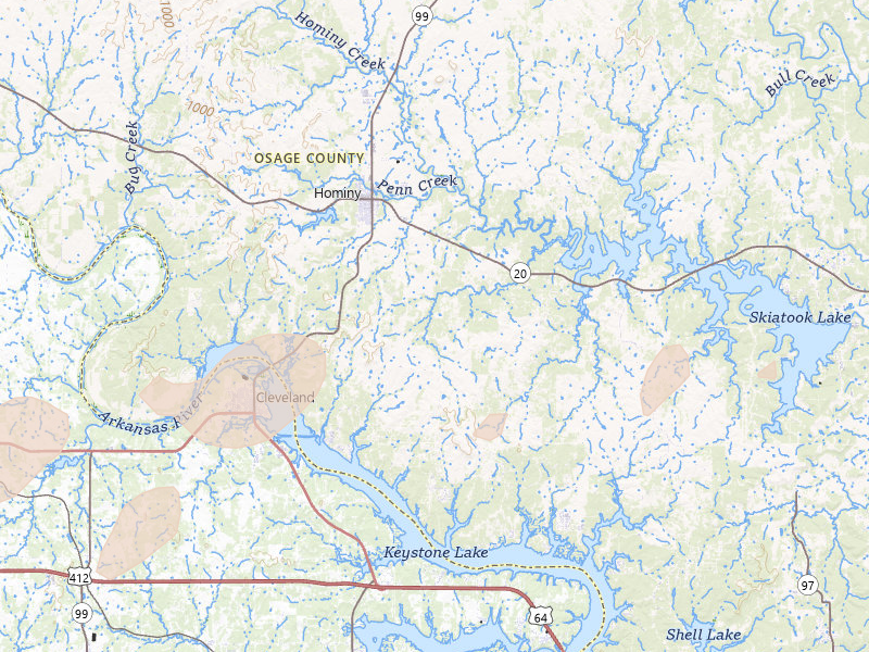Radar-estimated hail-size map of the storm over Hominy, OK on Apr 17, 2026