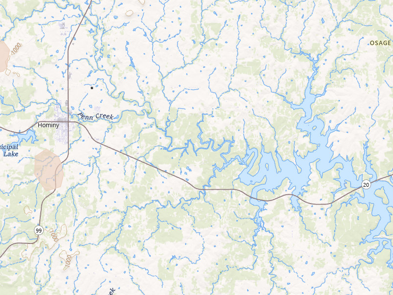 Radar-estimated hail-size map of the storm over Hominy, OK on Jun 23, 2026