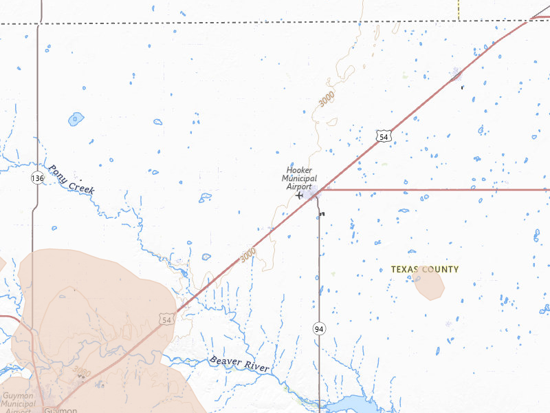 Radar-estimated hail-size map of the storm over Hooker, OK on Jun 12, 2026