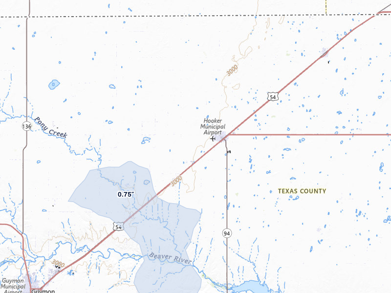 NEXRAD radar-signature map of the hail storm over Hooker, OK on Jun 26, 2026