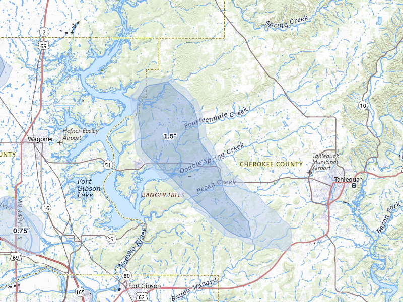 NEXRAD radar-signature map of the hail storm over Hulbert, OK on Jun 1, 2026