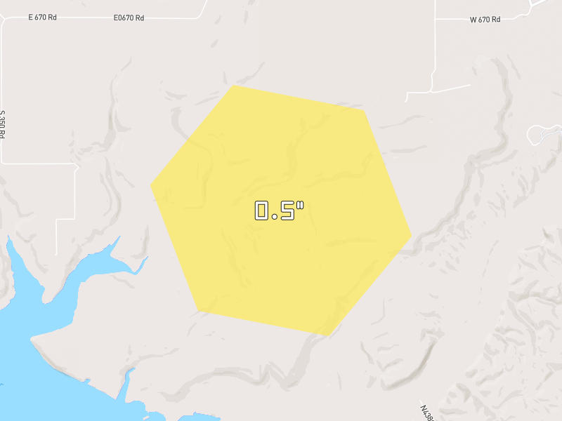Hail map of Hulbert, OK on Jun 3, 2026, hail up to 0.75"