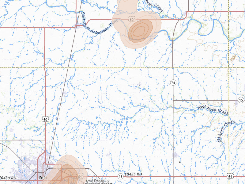 Radar-estimated hail-size map of the storm over Hunter, OK on Jul 11, 2026