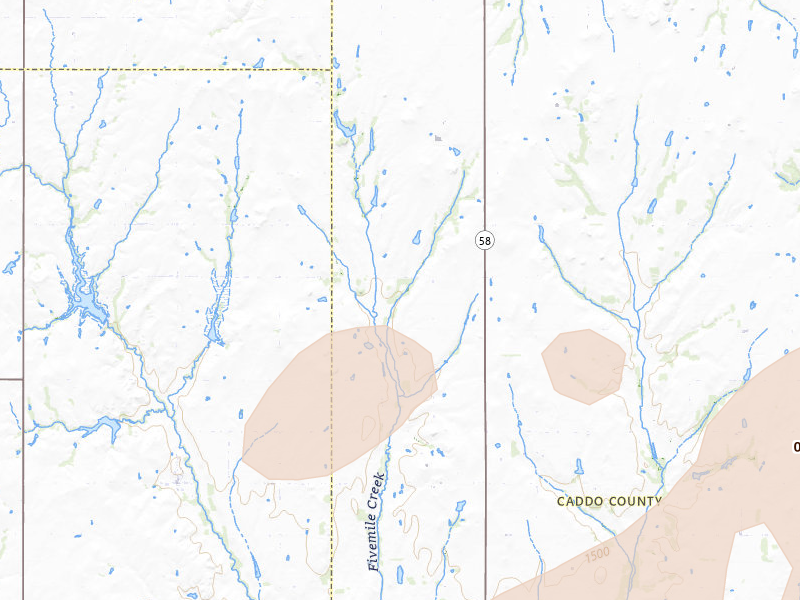 Radar-estimated hail-size map of the storm over Hydro, OK on Apr 3, 2026