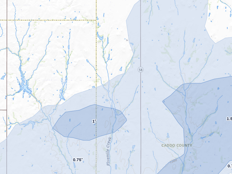 NEXRAD radar-signature map of the hail storm over Hydro, OK on Apr 3, 2026