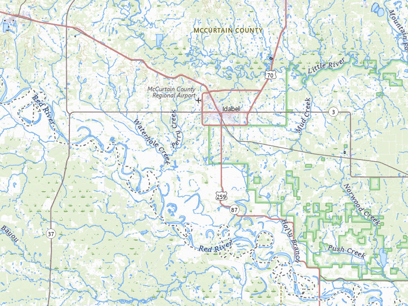 Radar-estimated hail-size map of the storm over Idabel, OK on Jun 7, 2026