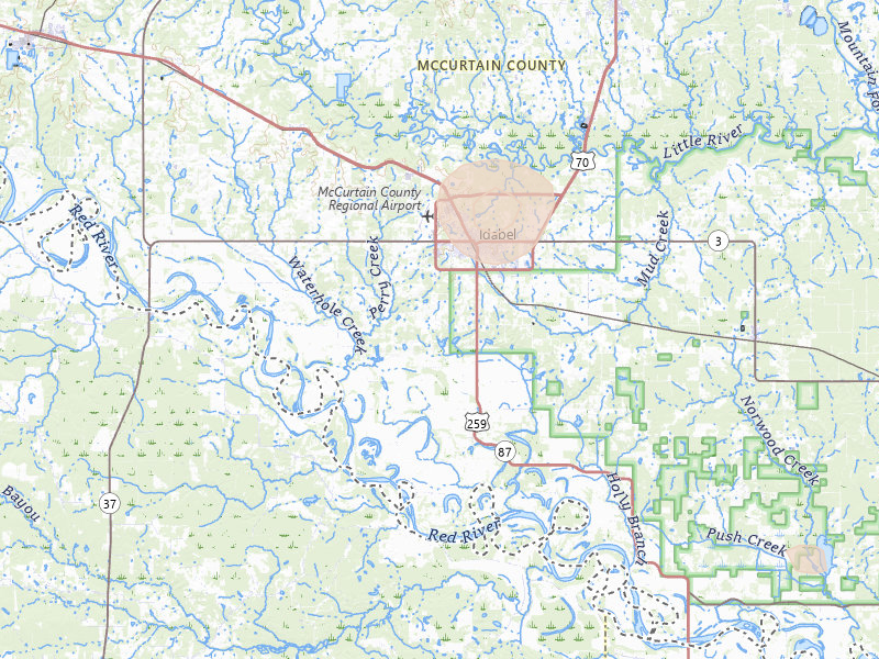 Radar-estimated hail-size map of the storm over Idabel, OK on Jun 22, 2026