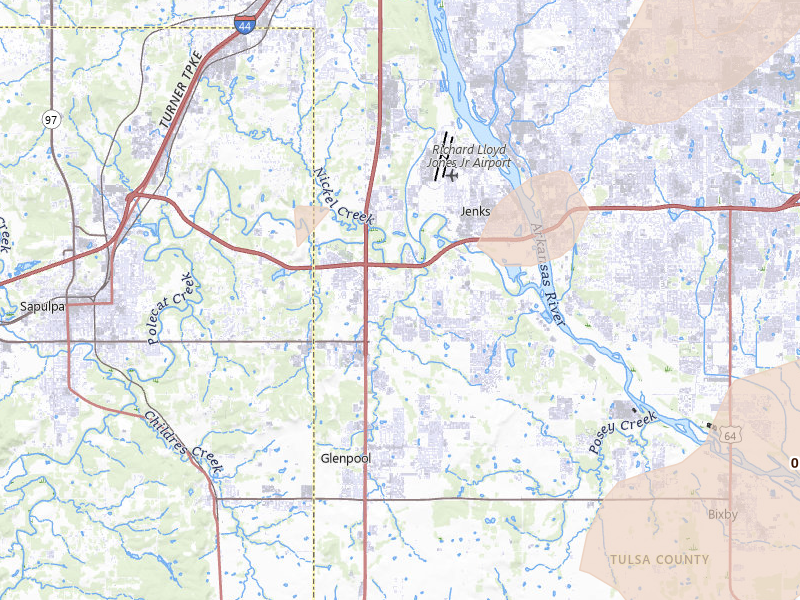 Radar-estimated hail-size map of the storm over Jenks, OK on Mar 6, 2026