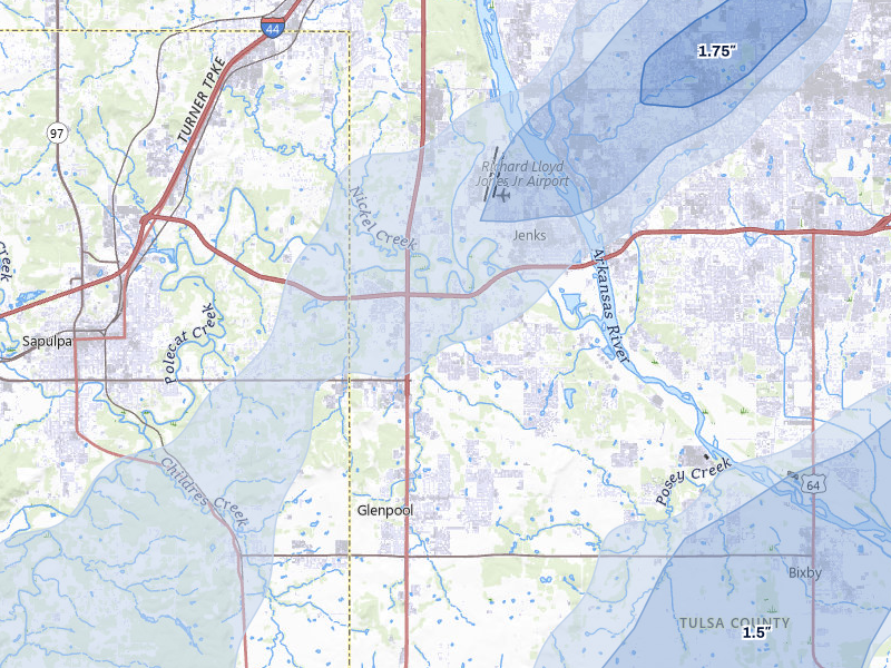 NEXRAD radar-signature map of the hail storm over Jenks, OK on Mar 6, 2026