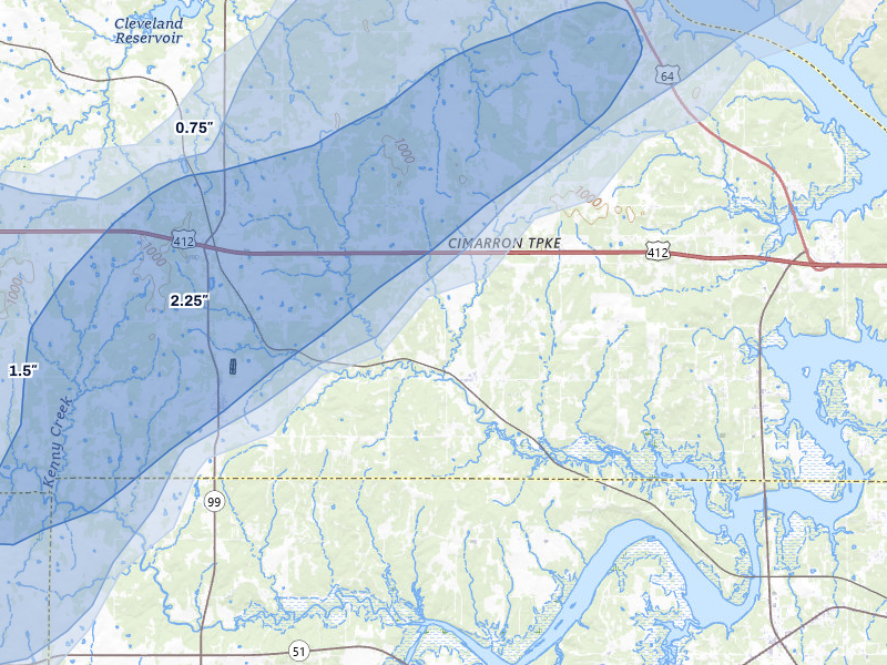 NEXRAD radar-signature map of the hail storm over Jennings, OK on Apr 1, 2026
