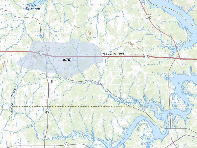 NEXRAD radar-signature map of the hail storm over Jennings, OK on Jun 1, 2026