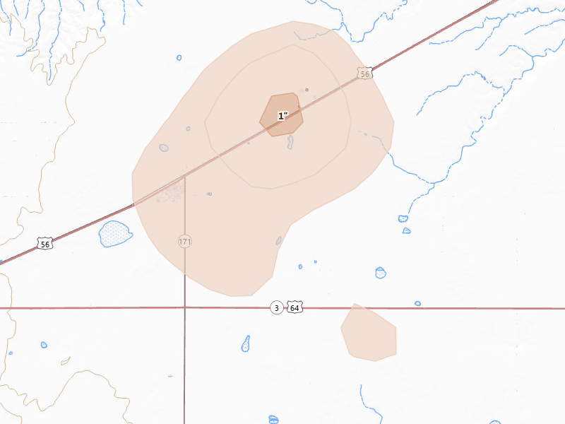 Radar-estimated hail-size map of the storm over Keyes, OK