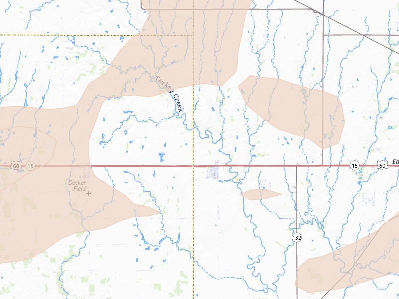 Radar-estimated hail-size map of the storm over Lahoma, OK on Jun 26, 2026