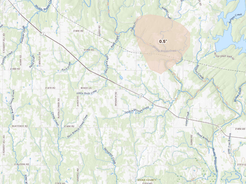 Radar-estimated hail-size map of the storm over Lane, OK