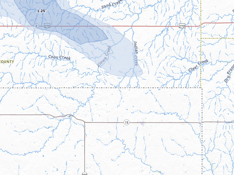 NEXRAD radar-signature map of the hail storm over Laverne, OK on Jul 3, 2026