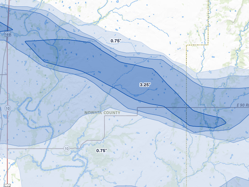 NEXRAD radar-signature map of the hail over Lenapah, OK