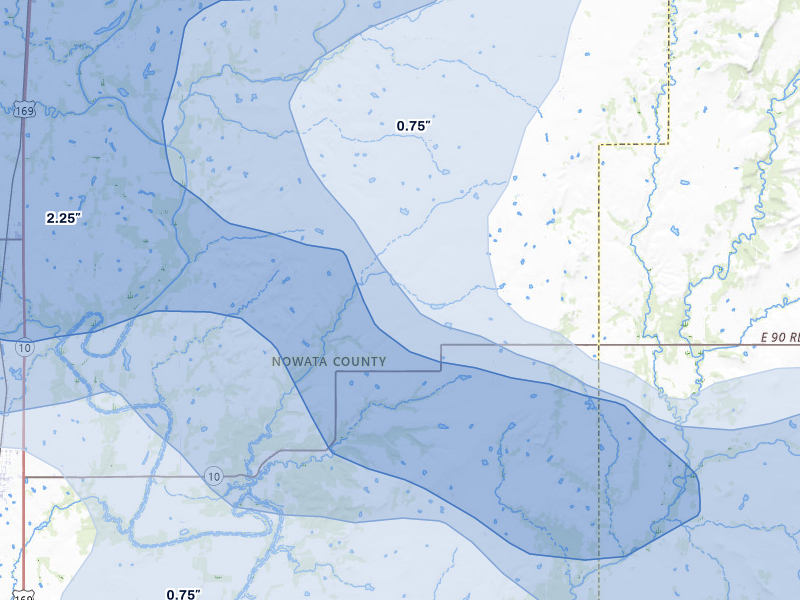 NEXRAD radar-signature map of the hail storm over Lenapah, OK on Jun 26, 2026