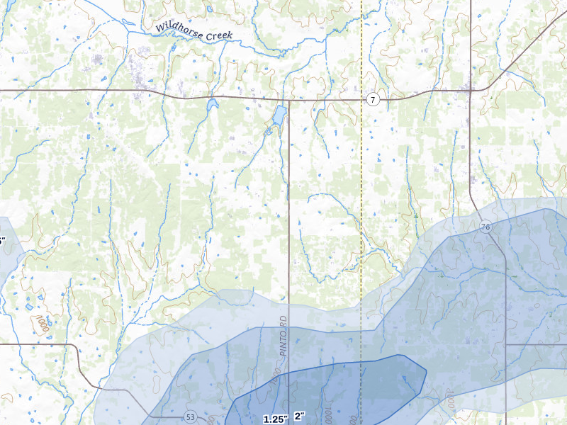NEXRAD radar-signature map of the hail storm over Loco, OK on Apr 25, 2026