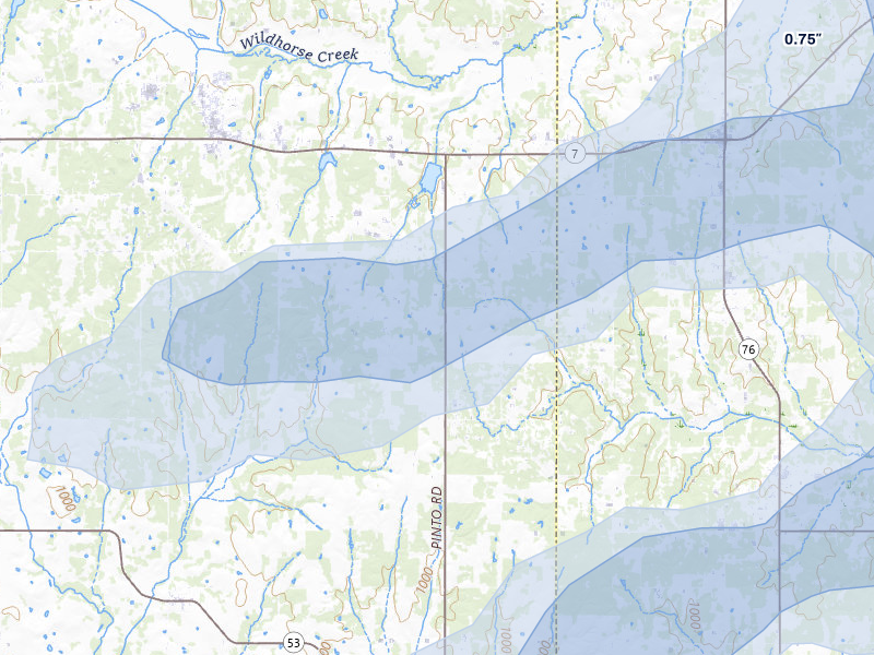 NEXRAD radar-signature map of the hail storm over Loco, OK on Apr 28, 2026