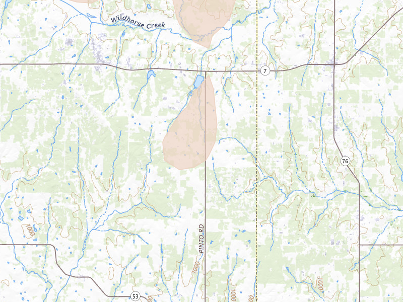 Radar-estimated hail-size map of the storm over Loco, OK on Jun 21, 2026