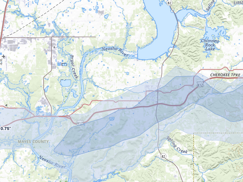 NEXRAD radar-signature map of the hail storm over Locust Grove, OK on Apr 28, 2026