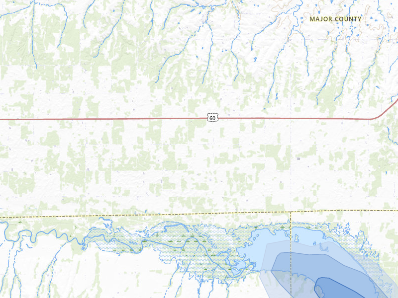 NEXRAD radar-signature map of the hail over Longdale, OK