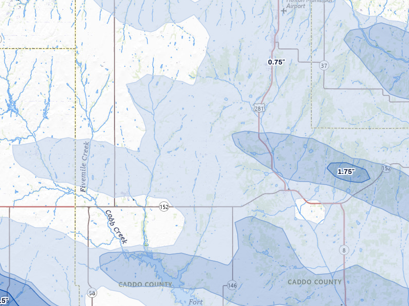 NEXRAD radar-signature map of the hail over Lookeba, OK