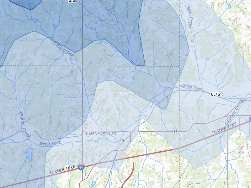 NEXRAD radar-signature map of the hail over Luther, OK
