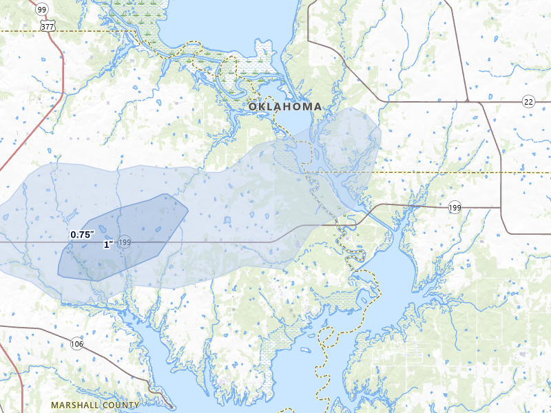 NEXRAD radar-signature map of the hail storm over Madill, OK on May 28, 2026