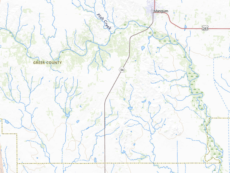 Radar-estimated hail-size map of the storm over Mangum, OK on Jun 23, 2026