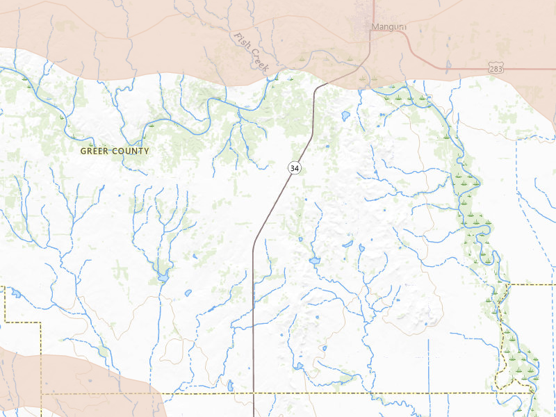Radar-estimated hail-size map of the storm over Mangum, OK on Jun 25, 2026