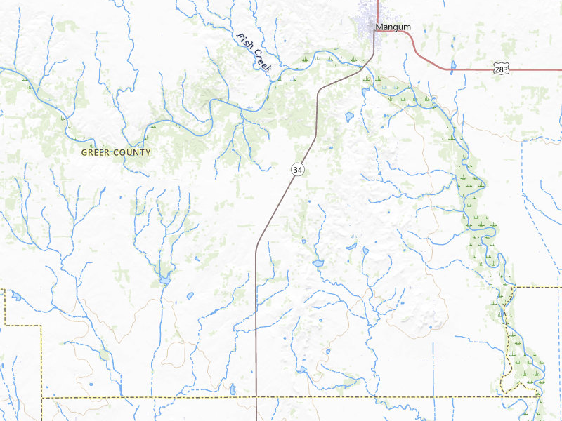 Radar-estimated hail-size map of the storm over Mangum, OK on Jul 12, 2026