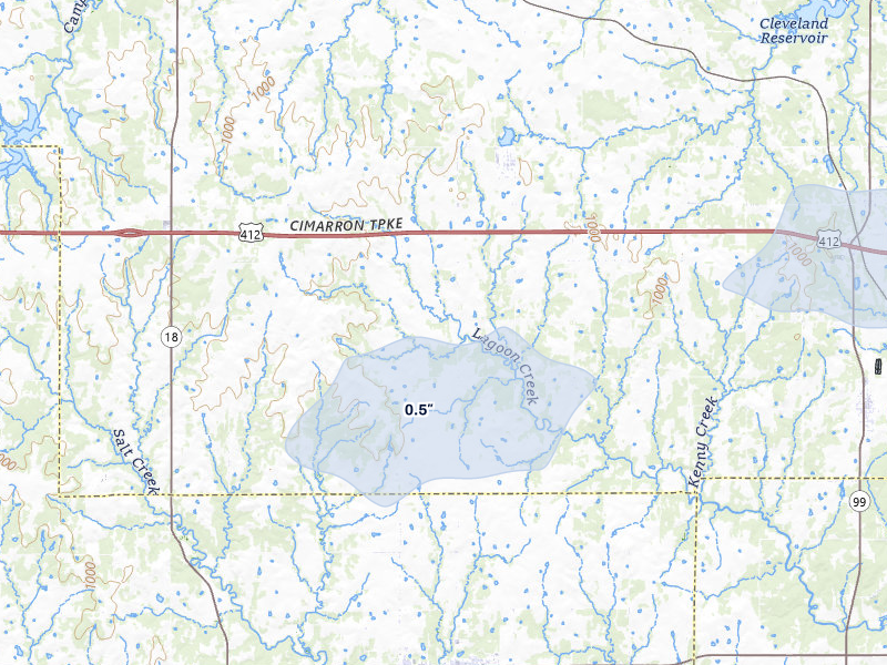 NEXRAD radar-signature map of the hail storm over Maramec, OK on Jun 1, 2026