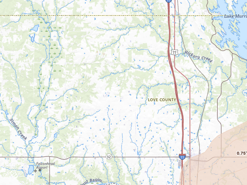 Radar-estimated hail-size map of the storm over Marietta, OK on May 19, 2026