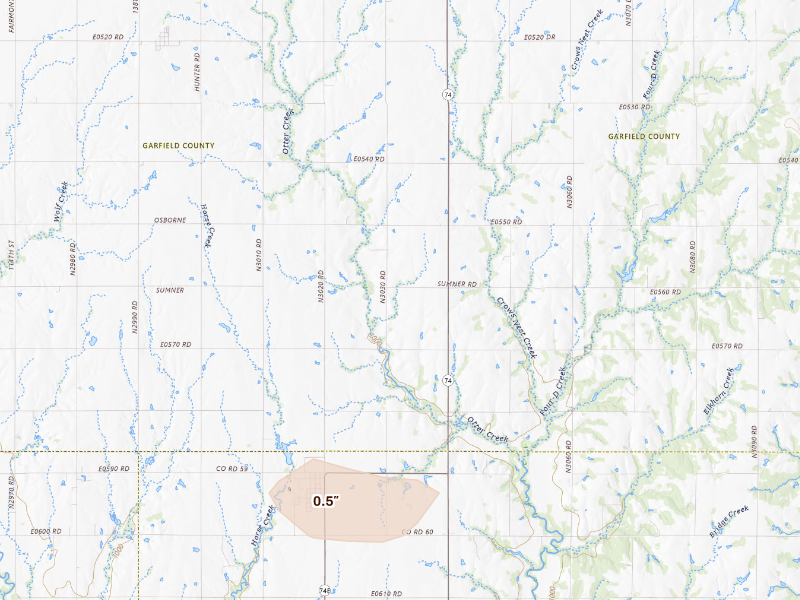 Radar-estimated hail-size map of the storm over Marshall, OK