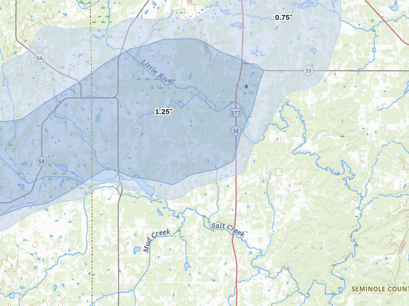 NEXRAD radar-signature map of the hail storm over Maud, OK on Mar 6, 2026