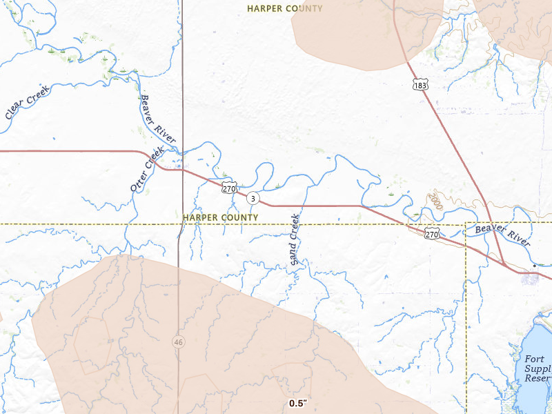 Radar-estimated hail-size map of the storm over May, OK on May 9, 2026
