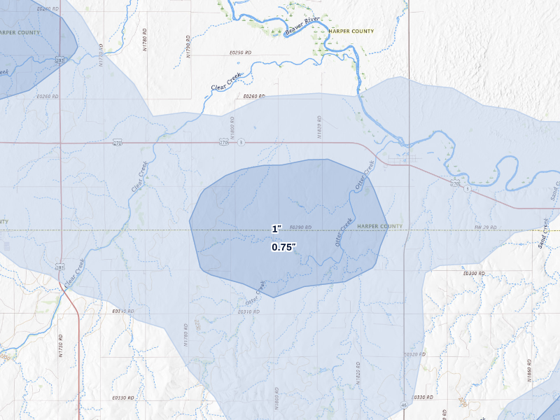 NEXRAD radar-signature map of the hail storm over May, OK on Sep 12, 2026
