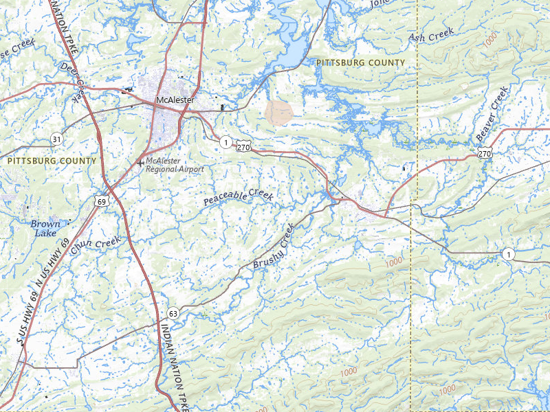 Radar-estimated hail-size map of the storm over Mcalester, OK on Mar 4, 2026