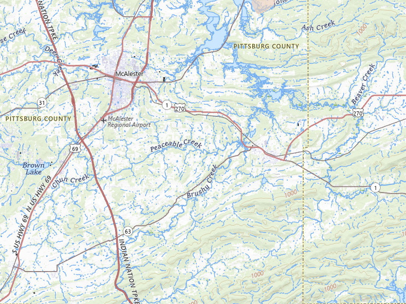 Radar-estimated hail-size map of the storm over Mcalester, OK on Jul 2, 2026