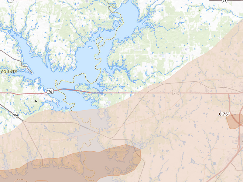 Radar-estimated hail-size map of the storm over Mead, OK on Apr 28, 2026