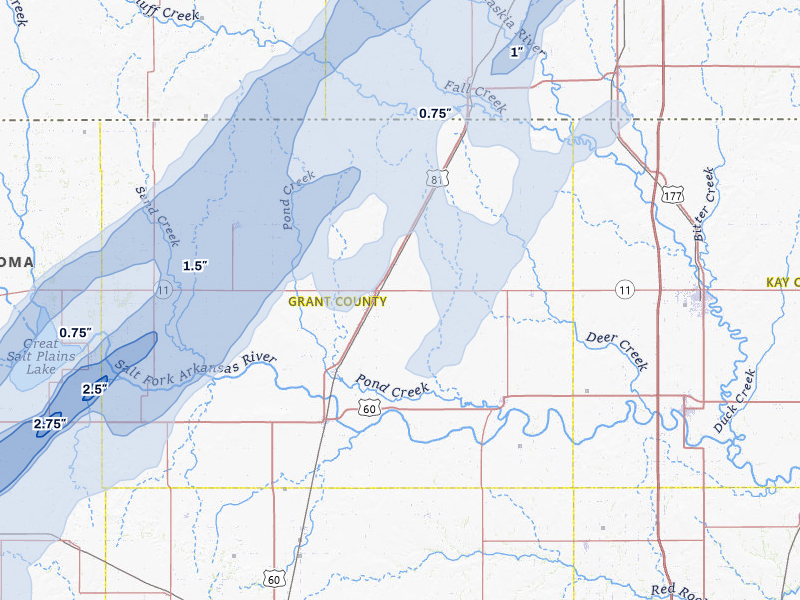 NEXRAD radar-signature map of the hail storm over Medford, OK on Mar 5, 2026