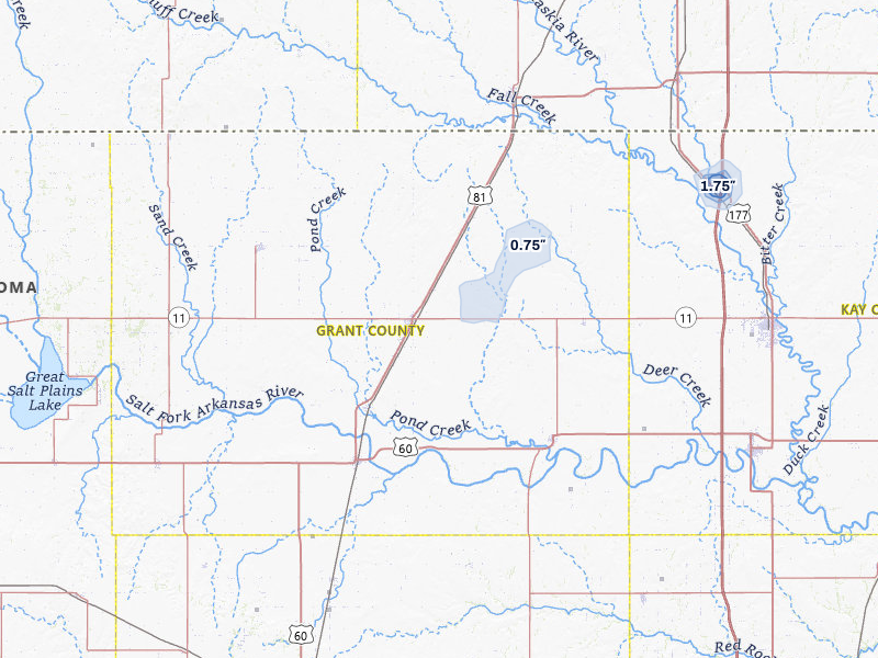 NEXRAD radar-signature map of the hail storm over Medford, OK on Apr 22, 2026