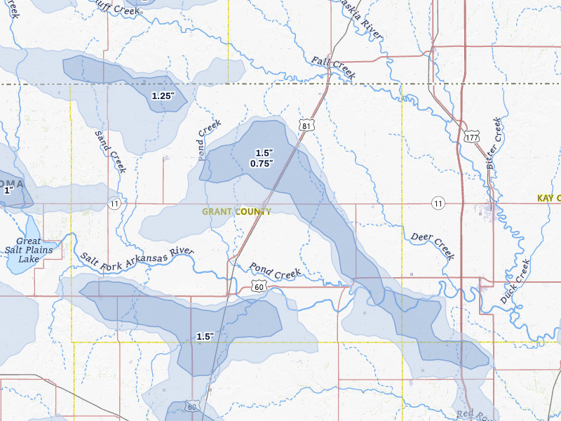 NEXRAD radar-signature map of the hail storm over Medford, OK on Jun 1, 2026