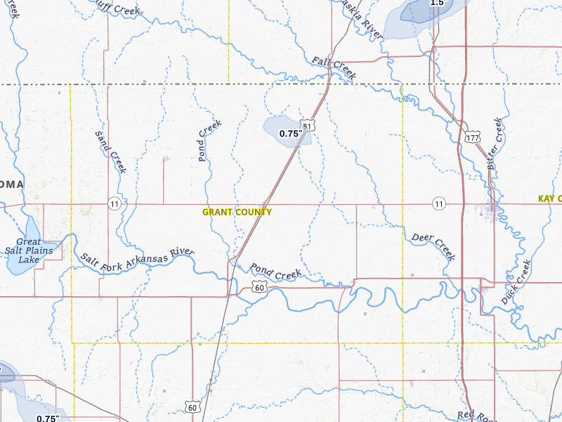 NEXRAD radar-signature map of the hail over Medford, OK