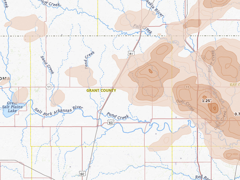 Radar-estimated hail-size map of the storm over Medford, OK