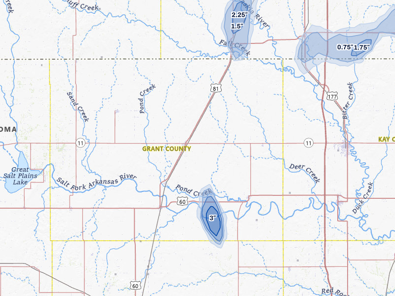 NEXRAD radar-signature map of the hail storm over Medford, OK on Jul 11, 2026